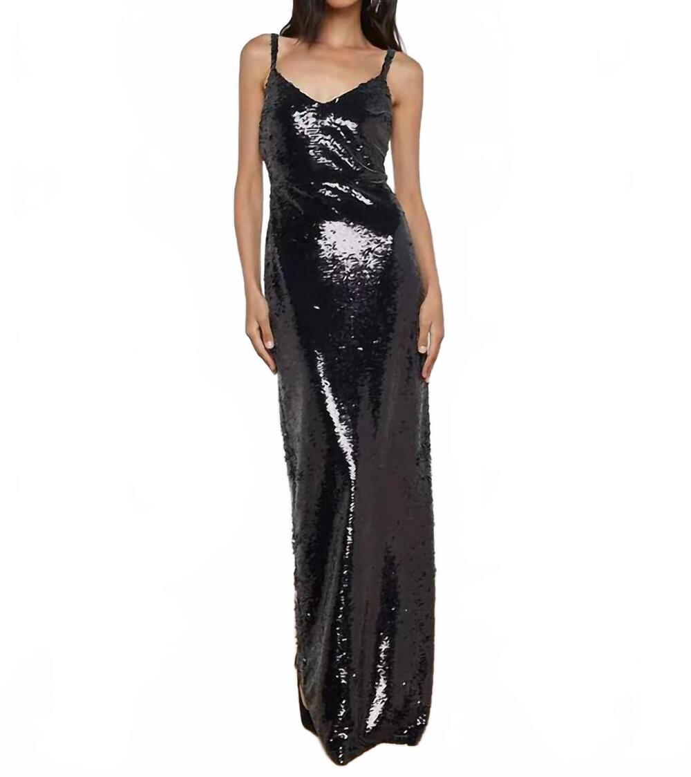 NEW L'AGENCE karma sequin maxi dress in black